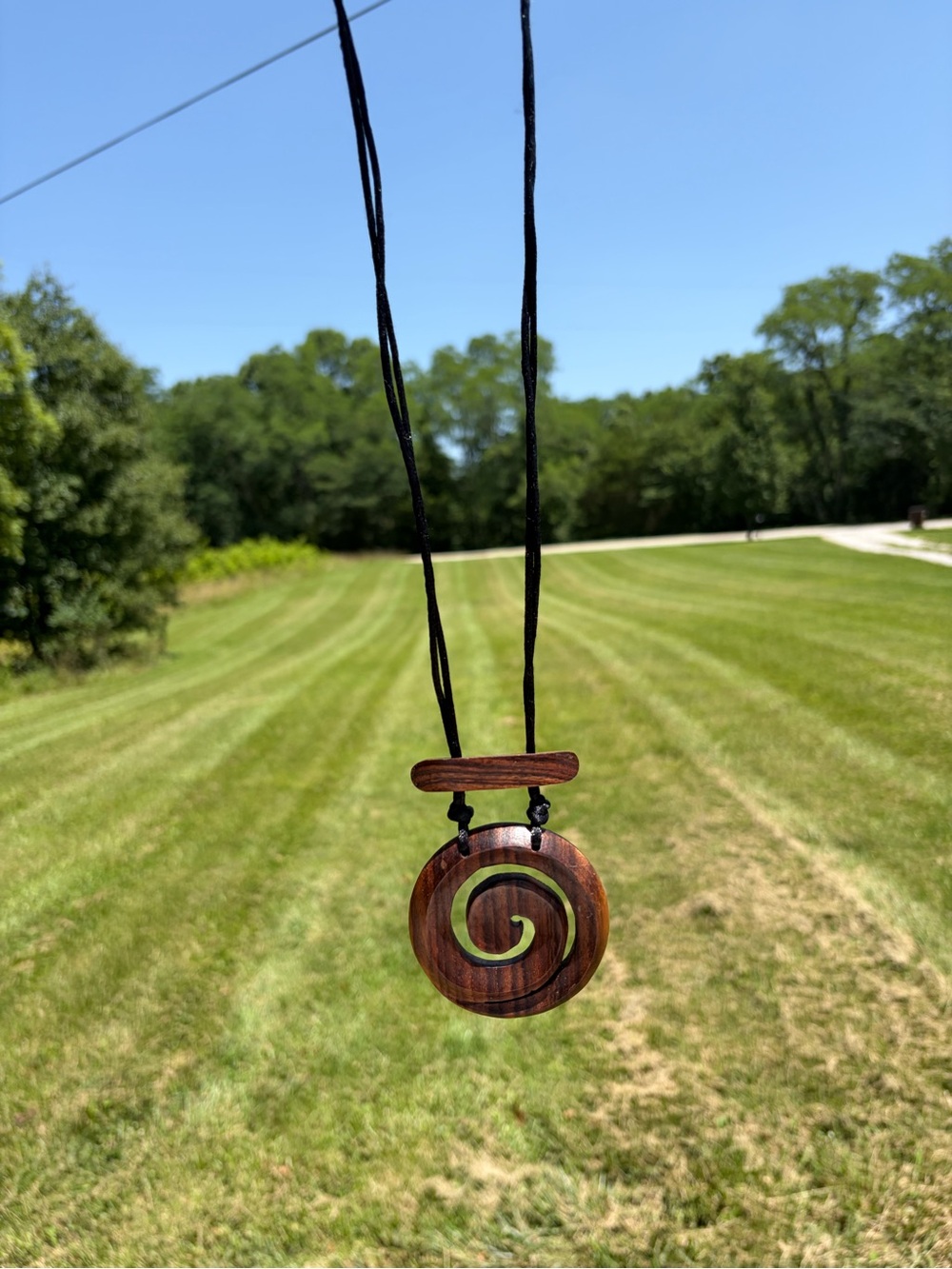 Organic Wood Adjustable Spiral Necklace Boho Necklace or Tribal Pendant Ren Fair